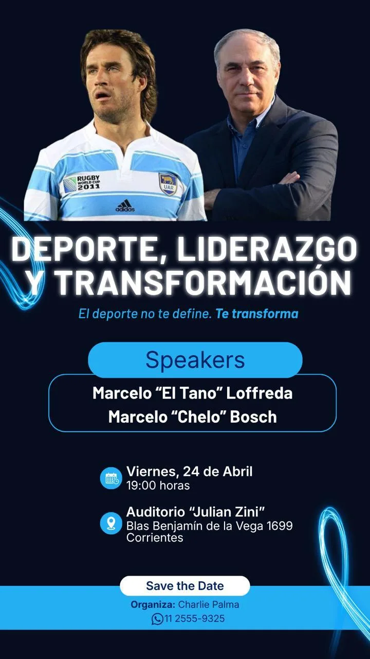 Flyer de la edición de rugby con Marcelo Loffreda y Marcelo Bosch